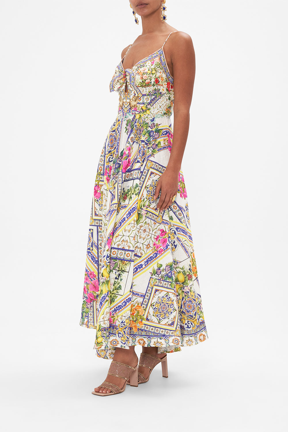 Long Dress With Tie Front, Amalfi Amore | CAMILLA AU – CAMILLA