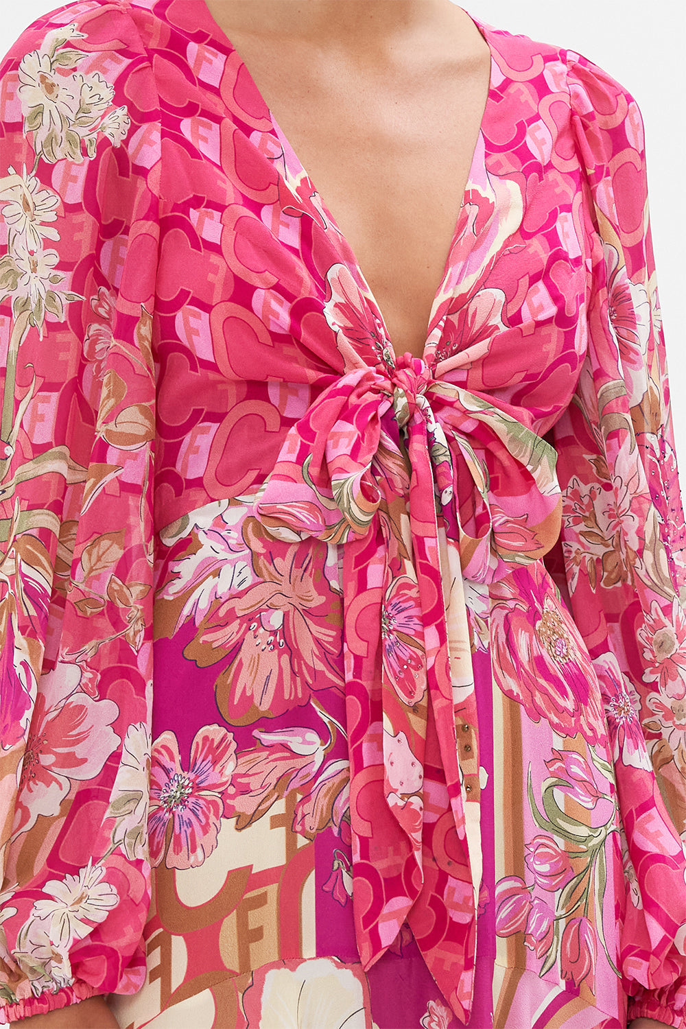 Wrap Tie Dress With Blouson Sleeve| CAMILLA AU – CAMILLA