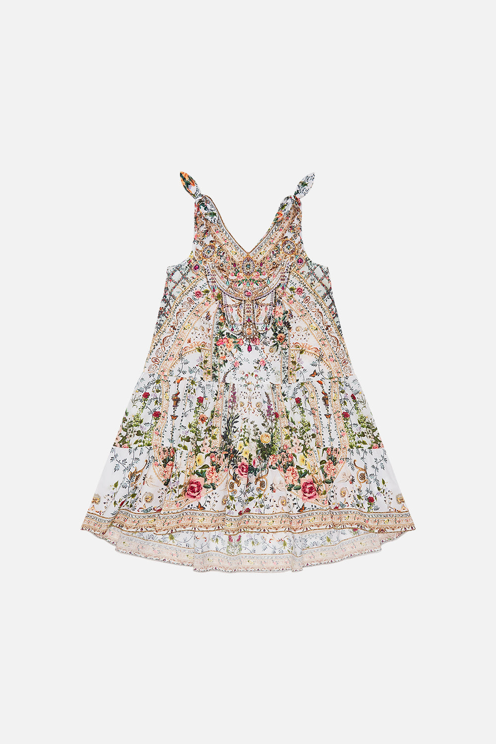 Product view of Milla by CAMILLA kids floral dress with bow in Reniassance Romance print 