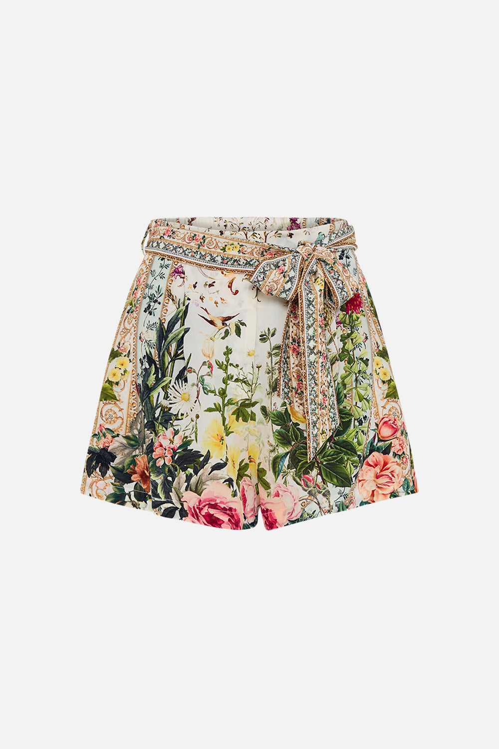 CAMILLA silk shorts in Renaissance Romance print