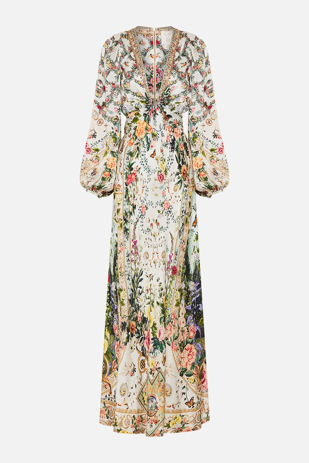 Product view of  CAMILLA silk cut out dress in Renaissance  Romance print