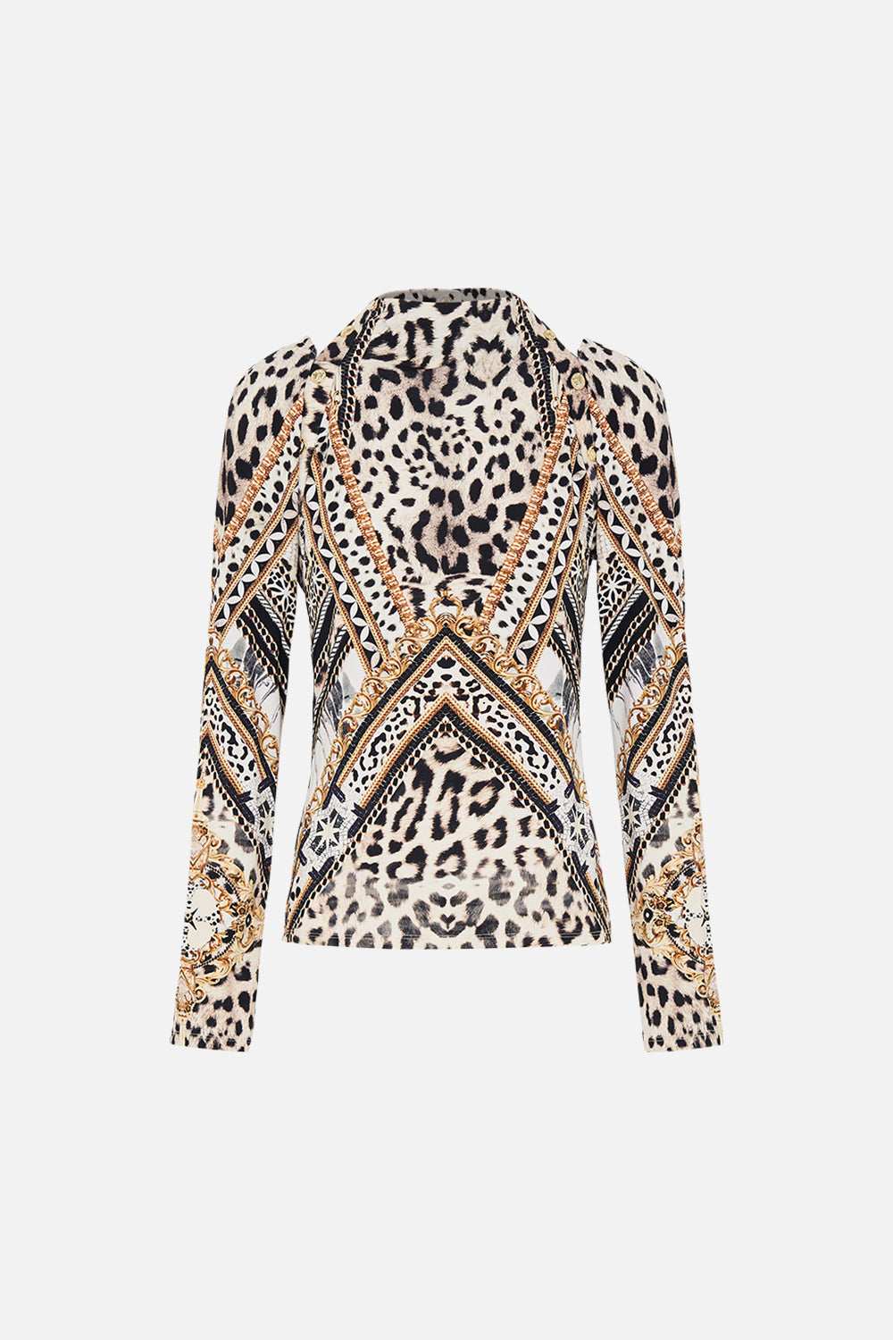 Product view of  CAMILLA animal print top in Mosaic Muse print