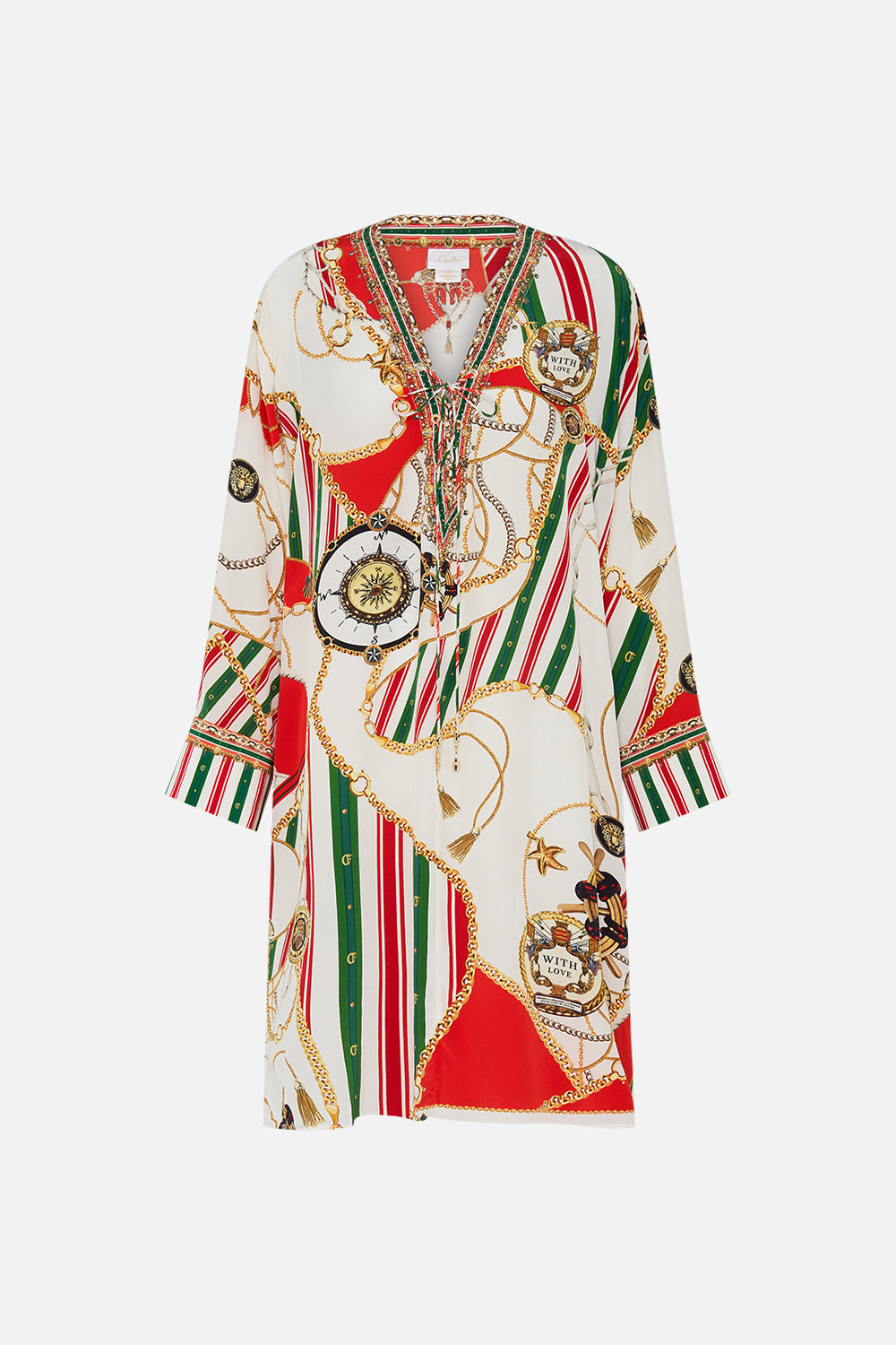 Product view of CAMILLA silk kaftan in Saluti Summertime print