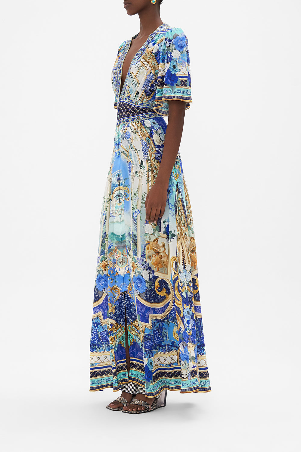 Shaped Waistband Dress With Ruffle Sleeves Olé Olé - Camilla
