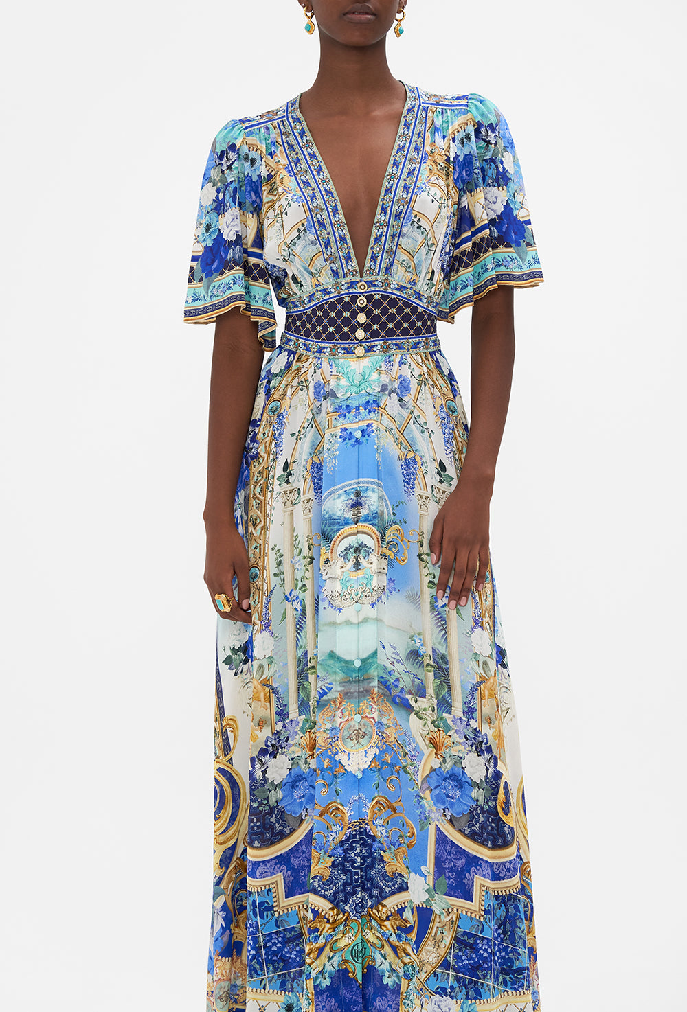 CAMILLA Women Shaped Waistband Dress with Ruffle Sleeve - Monserrate Magic