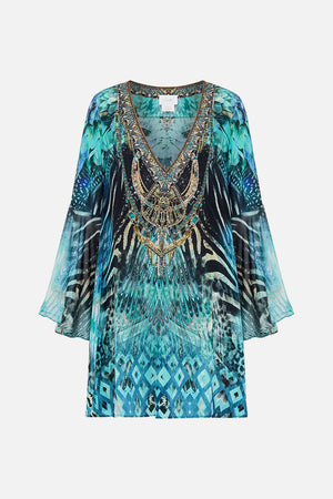 Product view of  CAMILLA silk mini dress in Azure Allure print