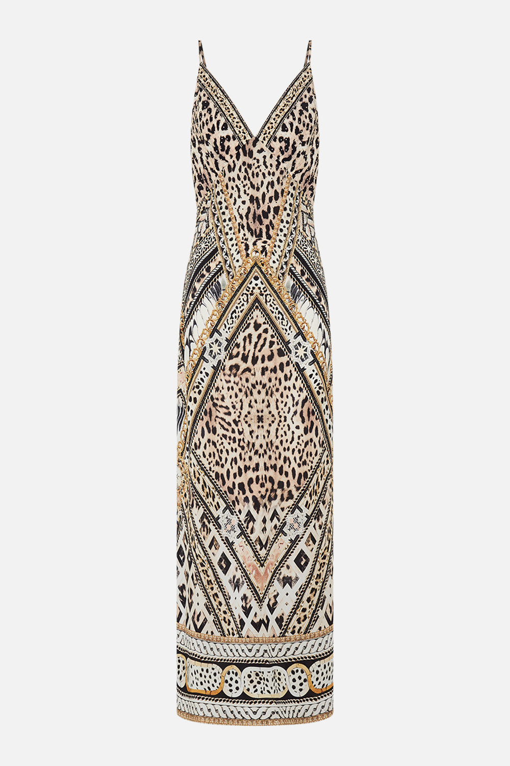 Product view of CAMILLA silk bias slip dress in Mosaic Muse print