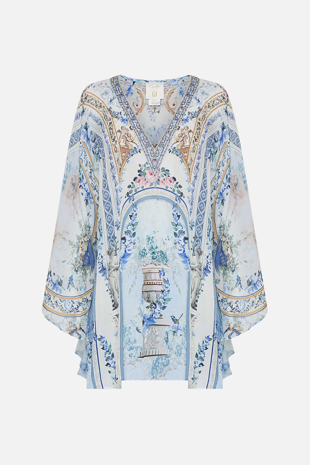 Product view of CAMILLA silk kaftan in Season of The Siren print