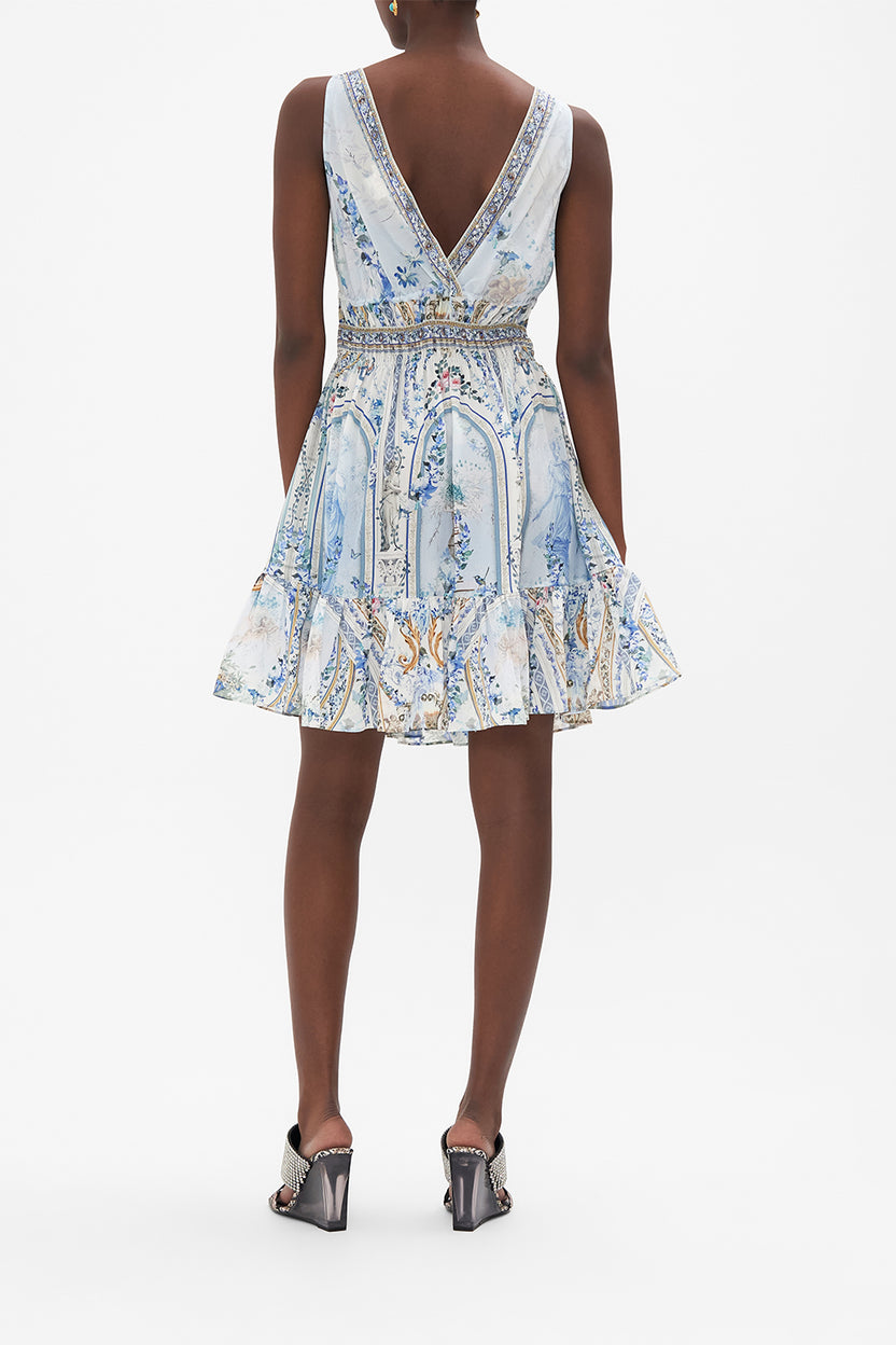 Camilla Shirred Waist Detail Mini Dress in Sunrise in Sintra main image 1