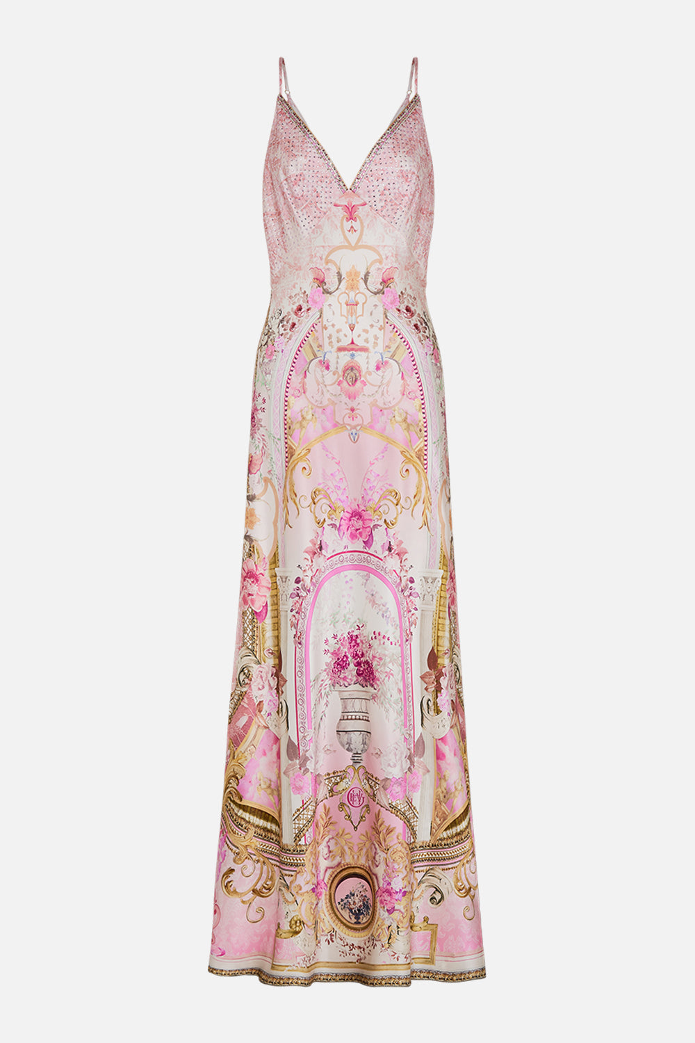 CAMILLA silk slip dress in Fresco Fairytale print