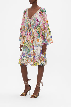 A-Line Ruffle Sleeve Dress, Flowers Of Neptune | CAMILLA AU – CAMILLA