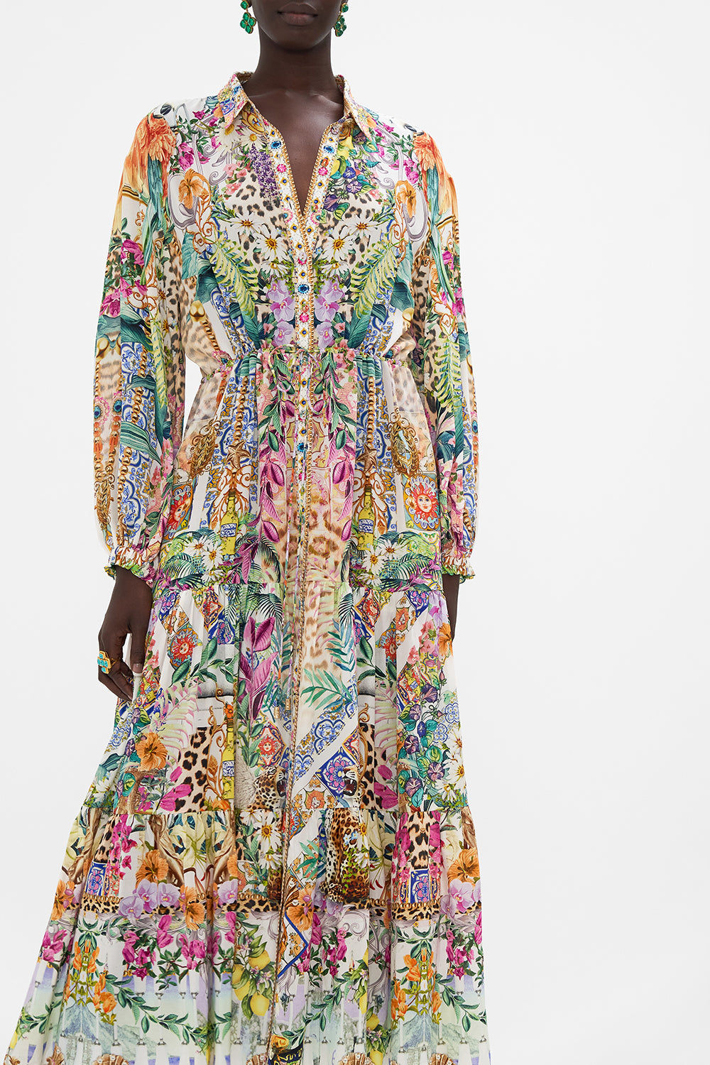 Tiered Long Shirt Dress, Flowers Of Neptune | CAMILLA AU – CAMILLA