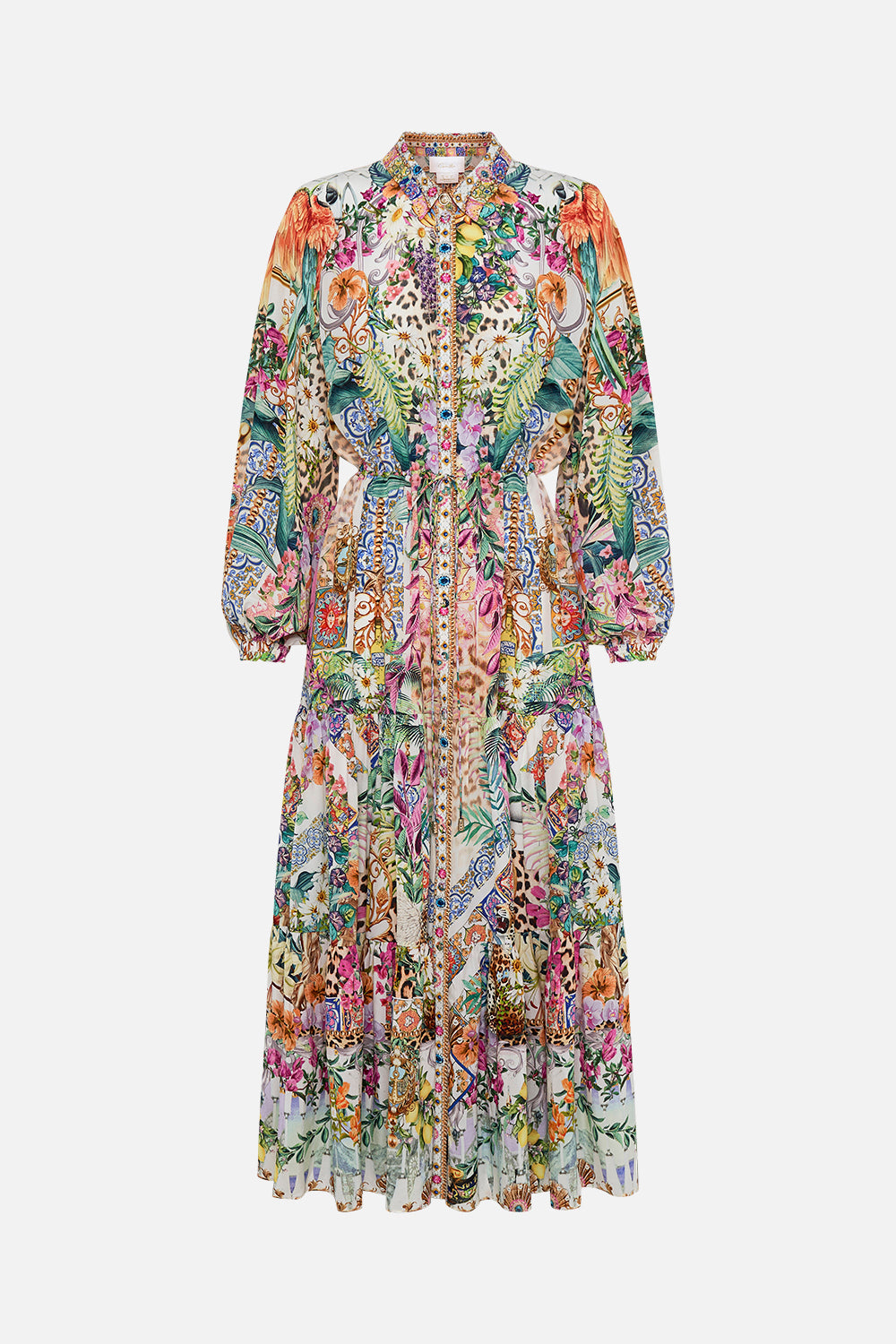 Product view of CAMILLA maxi shirt dress in Fkowers Of Neptune print