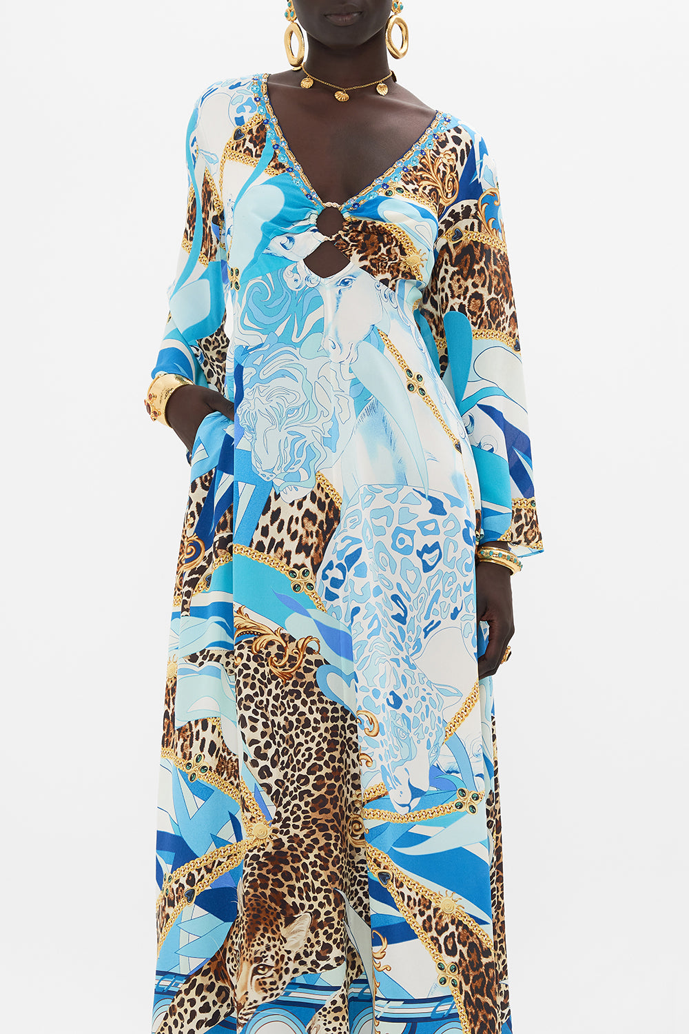 HARDWARE BIAS DRESS SKY CHEETAH