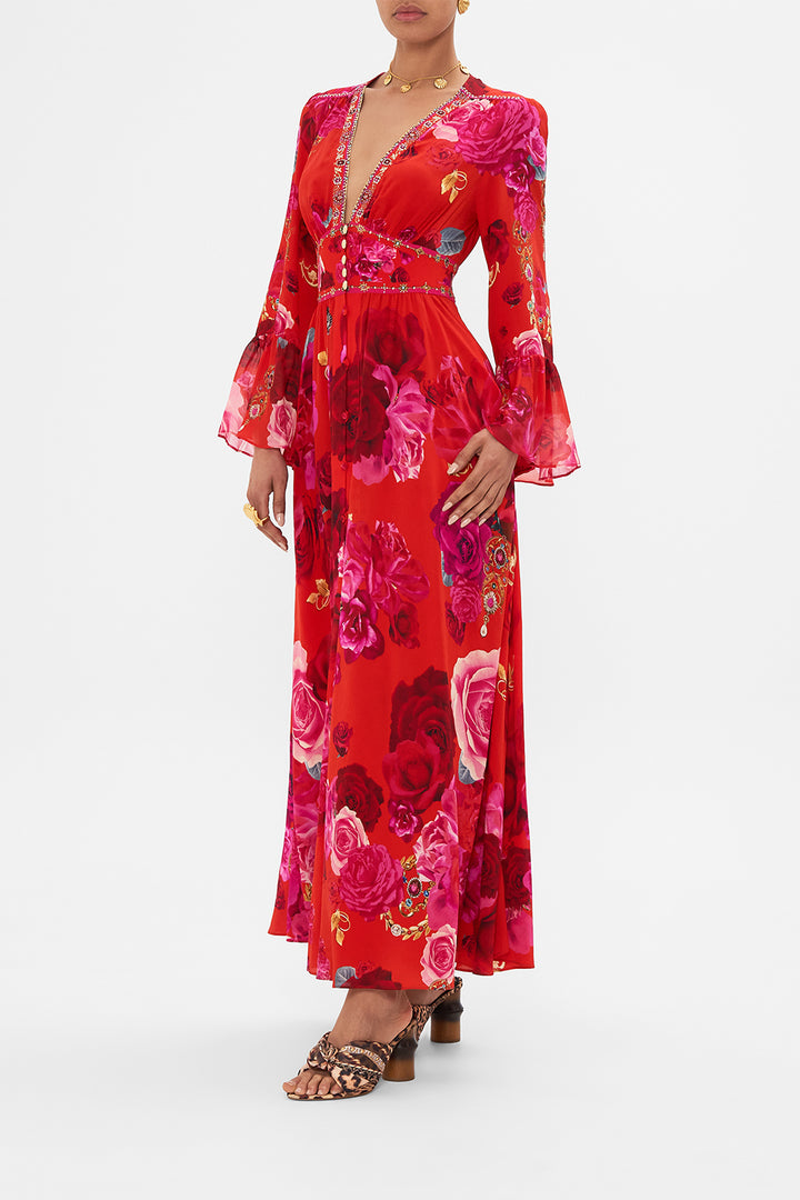 Shaped Waistband Dress With Ruffle Sleeve| CAMILLA AU – CAMILLA