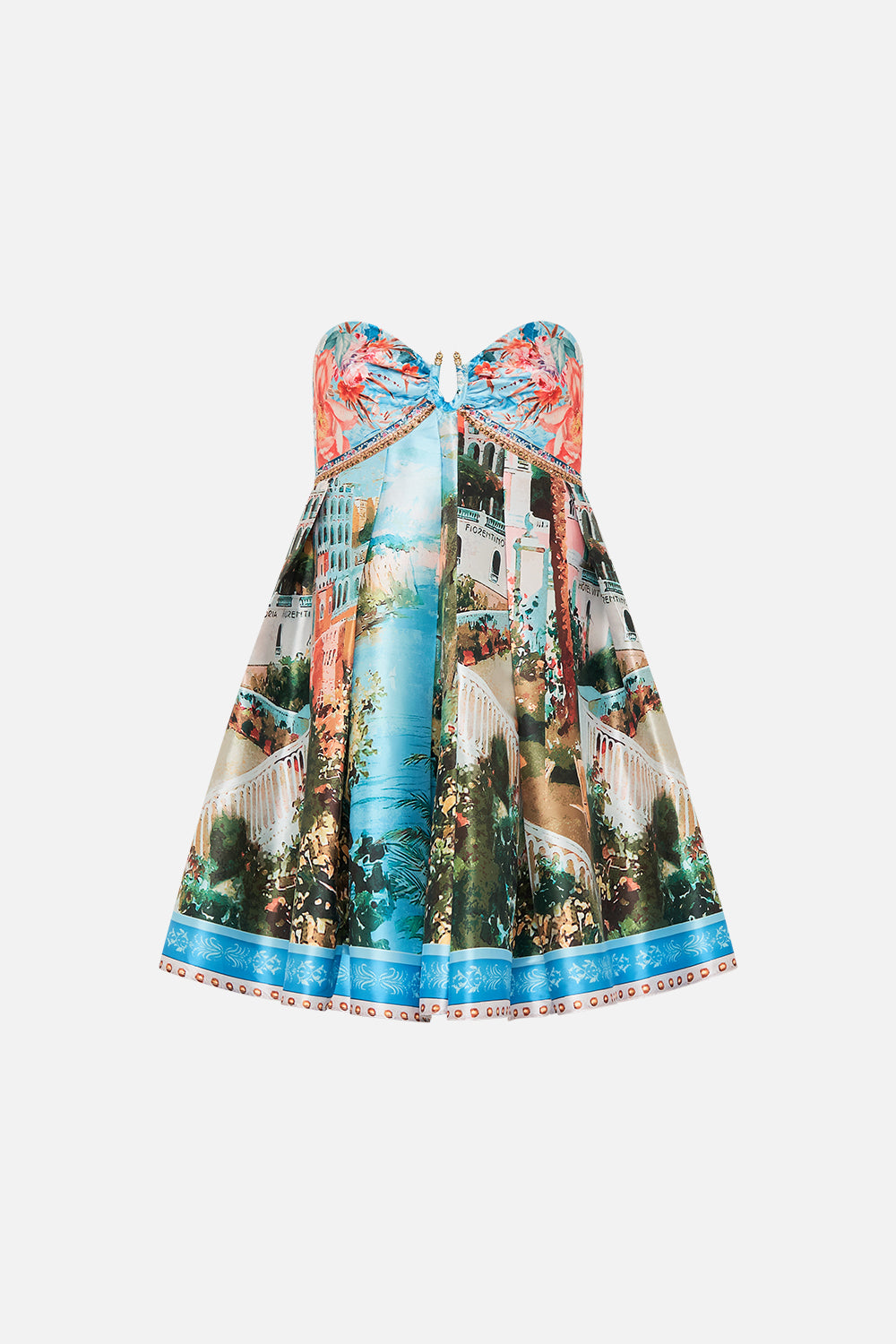 Product view of CAMILLA taffeta mini dress in From Sorrrento With Love 