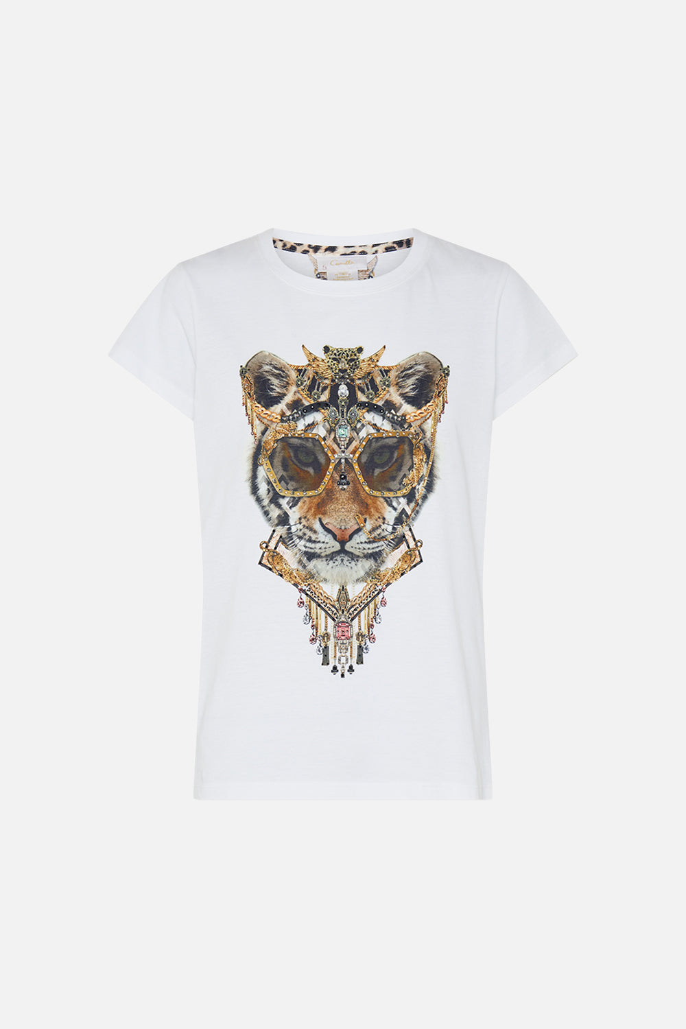 Product view of CAMILLA animal print t shirt in Mosaic Muse 