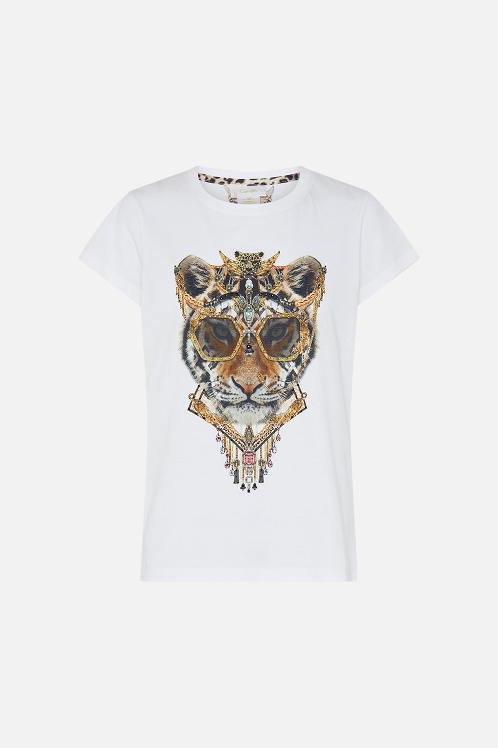 Product view of CAMILLA animal print t shirt in Mosaic Muse 