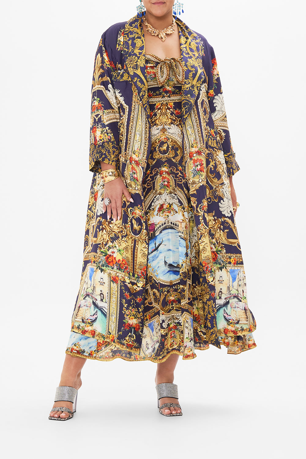 LONG ROBE WITH TIE VENICE VIGNETTE