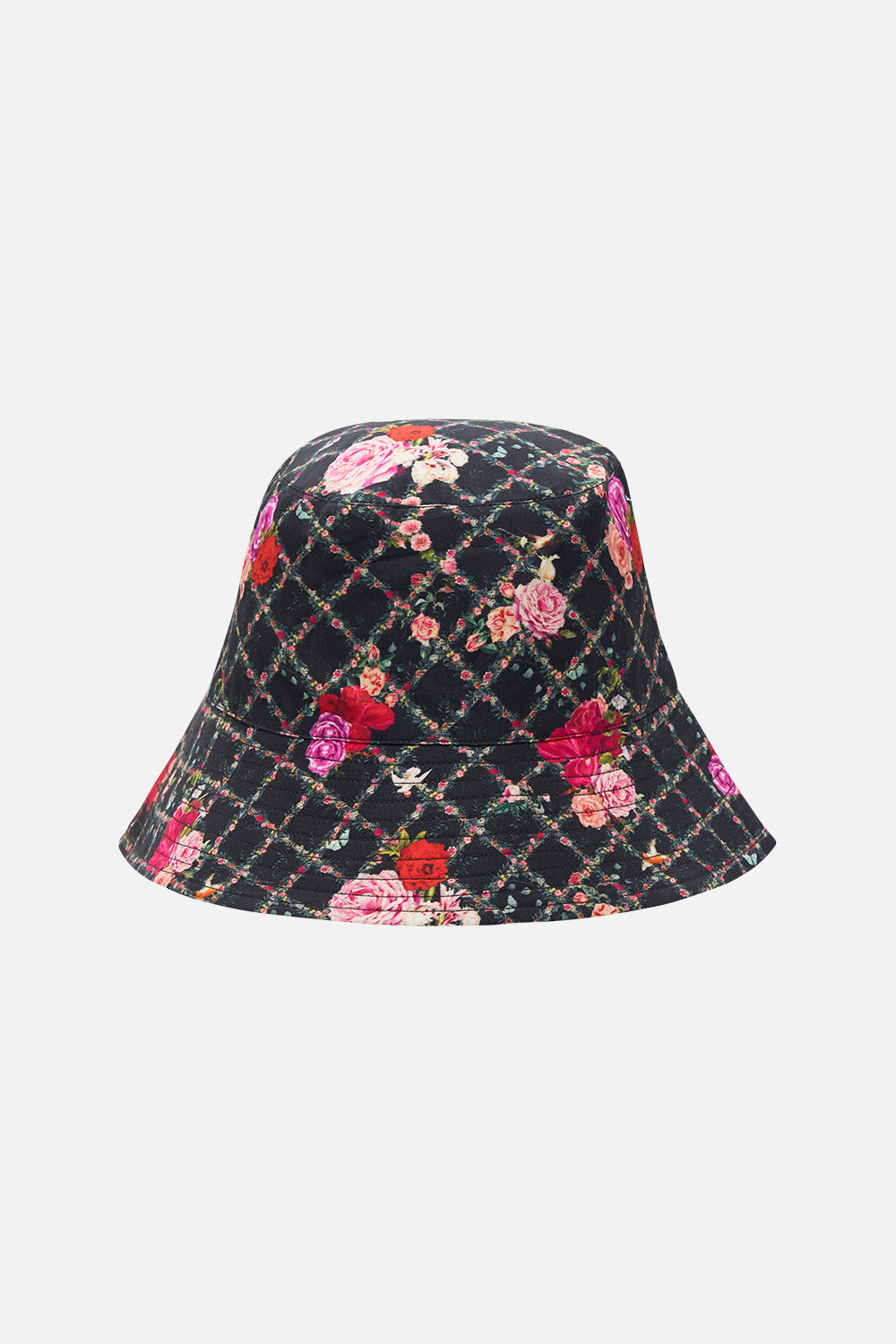 Product view of CAMILLA reversible bucket hat in Reservation For Love print 
