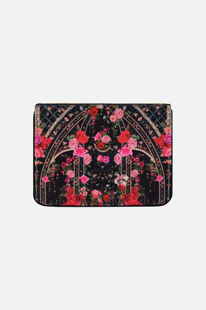 Product view of CAMILLA designer clutch bag in Reservation For Love print 
