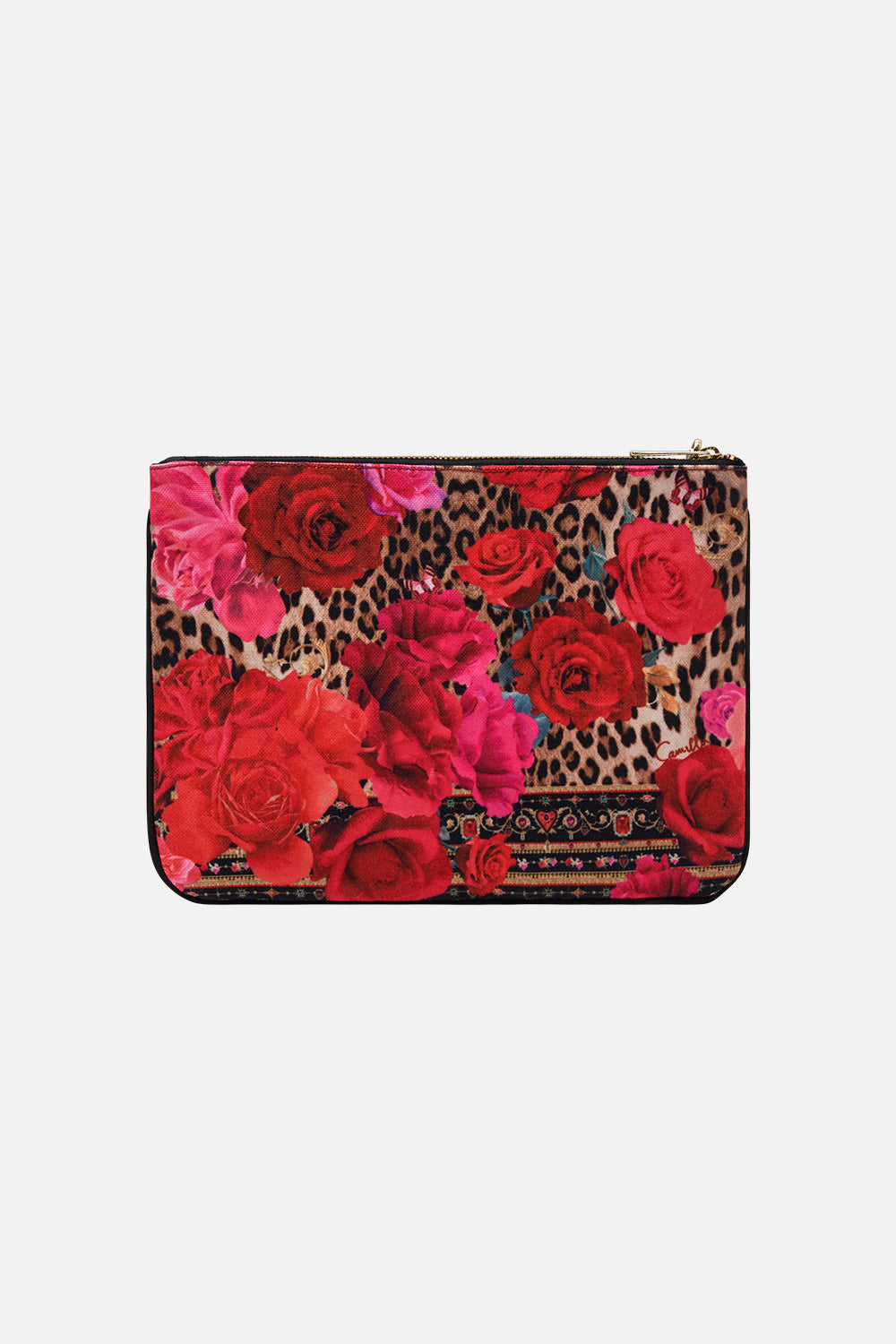 Product view of CAMILLA clutch in Heart Like A Wildflower print 
