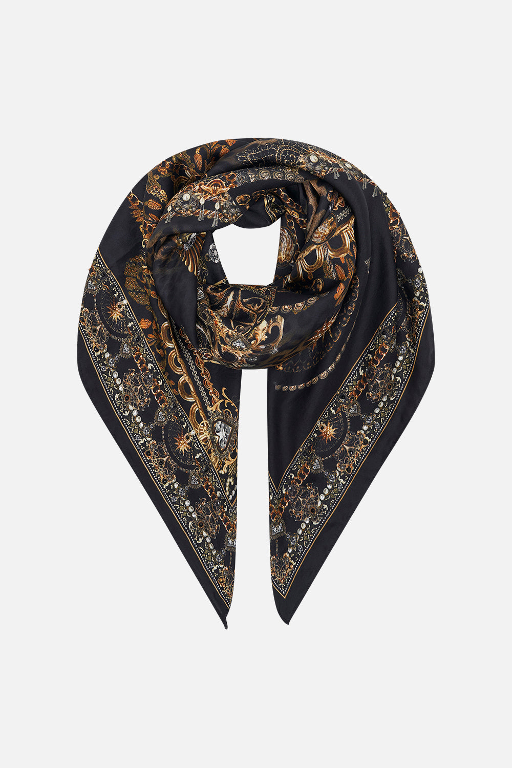 Product view of CAMILLA silk scarf in Masked At Moonlight print