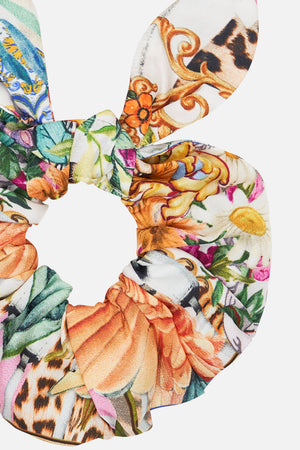 Product view of CAMILLA silk scrunchie in Flowers Of Neptune print