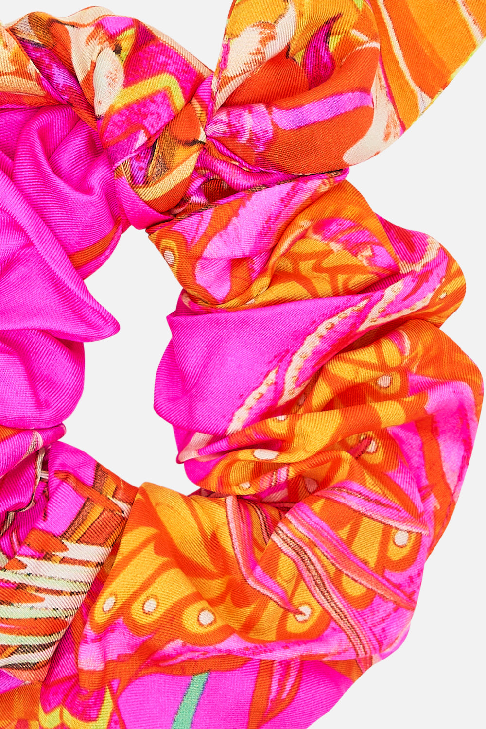 CAMILLA designer silk scrunchie in a Heart that Flutters Print 