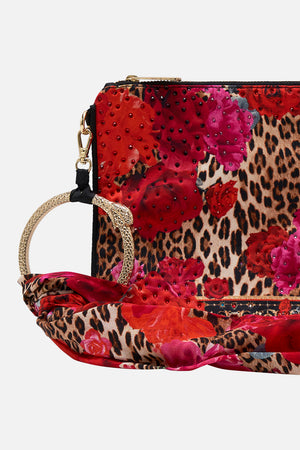 Product view of CAMILLA silk clutch bag in Heart Like A Wildflower print