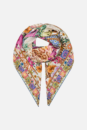 Product view of CAMILLA floral print silk scarf in Flowers Of Neptune print 