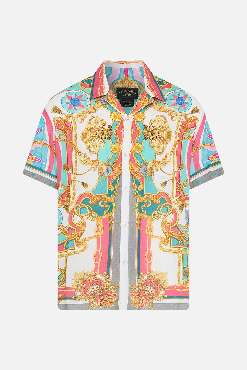 Product view of Hotel Franks By CAMILLA mens camp collared shirt in Sail Away With Me print 