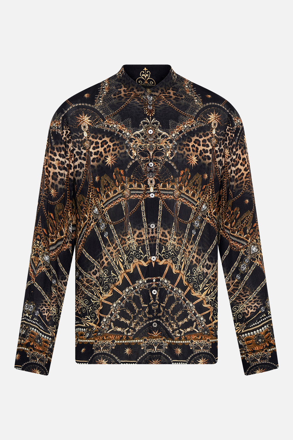 Product view of Hotel Franks By CAMILLA mens long sleeve shirt in Masked At Moonlight print 