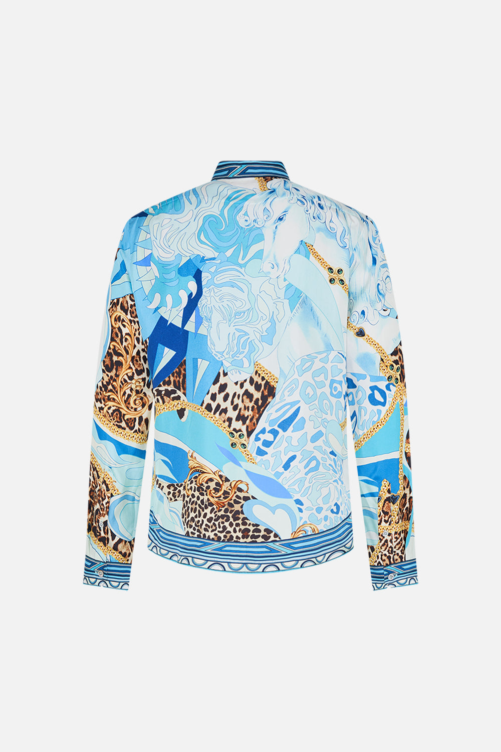 COLLARED LONG SLEEVE SHIRT SKY CHEETAH