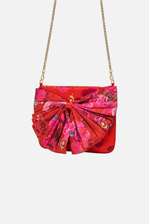 Product view of CAMILLA bow bag in An Italian Rosa print