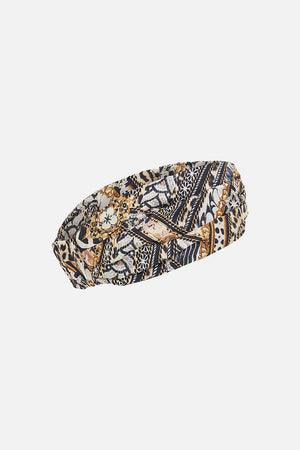 Detail view of CAMILLA animal print headband in Mosaic Muse 