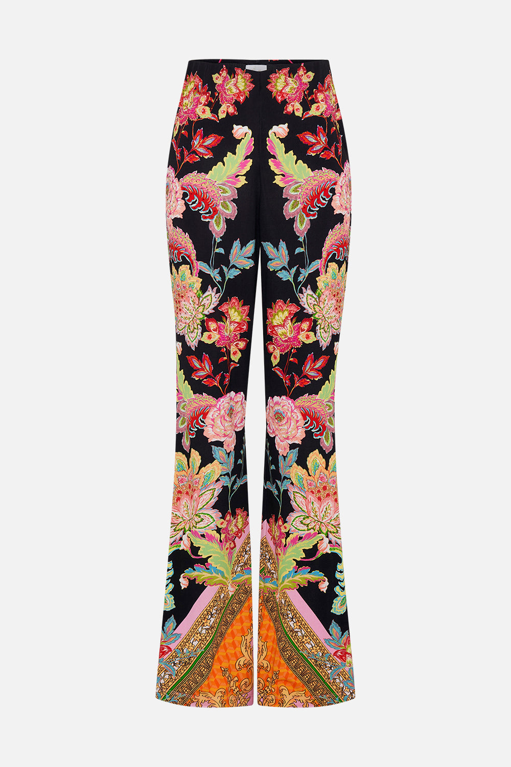Product view of CAMILLA printed jersey flared pants in Sundowners In Sicily print