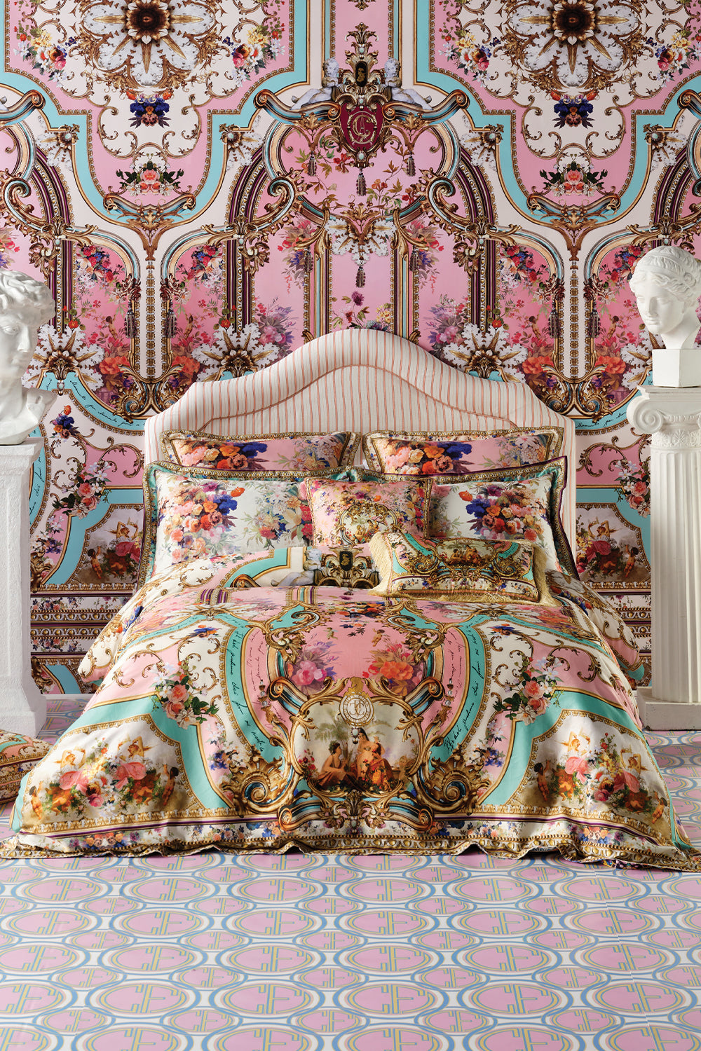 Product view of VILLA CAMILLA home printed quilt cover set in Letters From The Pink Room print
