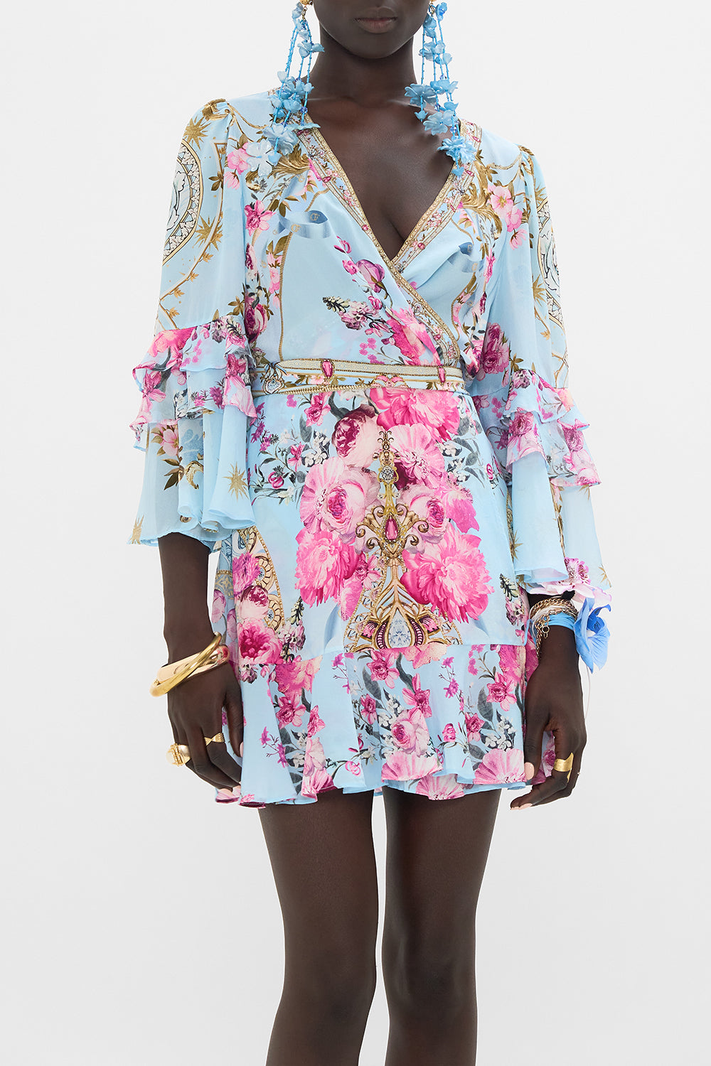 CAMILLA silk wrap dress in Down The Garden Path print