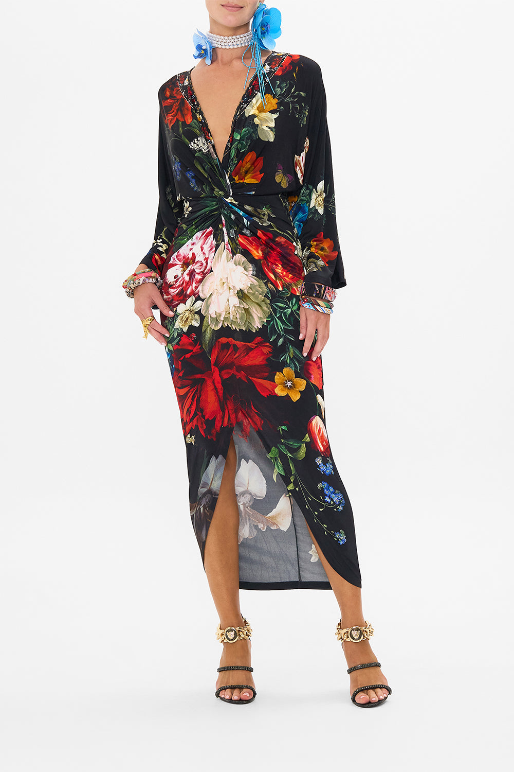 CAMILLA black floral print maxi dress in A Still Life print