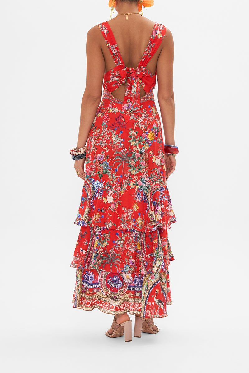 Camilladress Ruffle One Shoulder Ruched Slit Midi Pencil Dress
