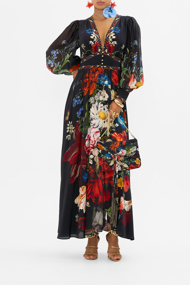 STRAP DRESS WITH SHAPED WAISTBAND THE SMOKING LOUNGE