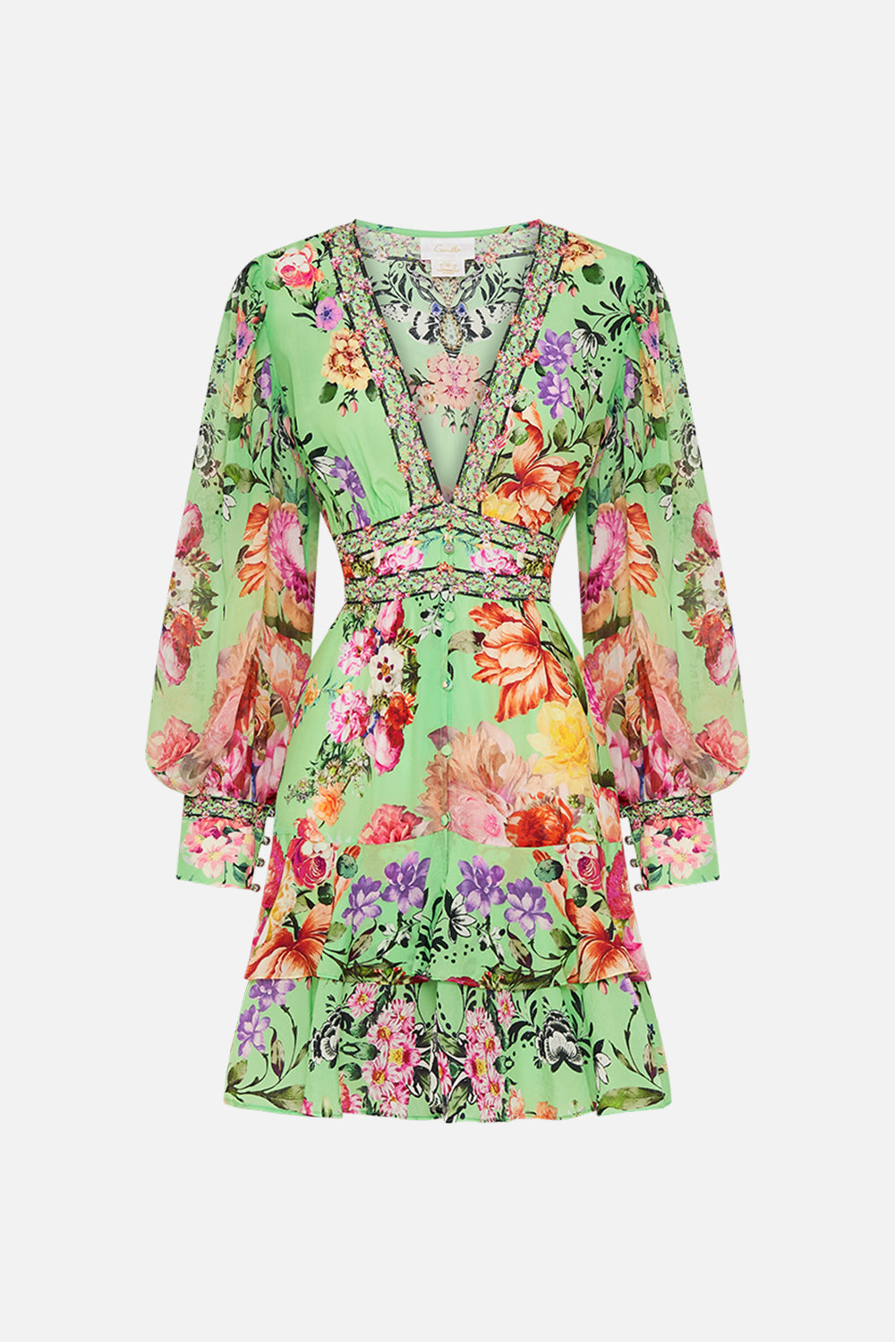 CAMILLA silk dress in Porcelain Dream print