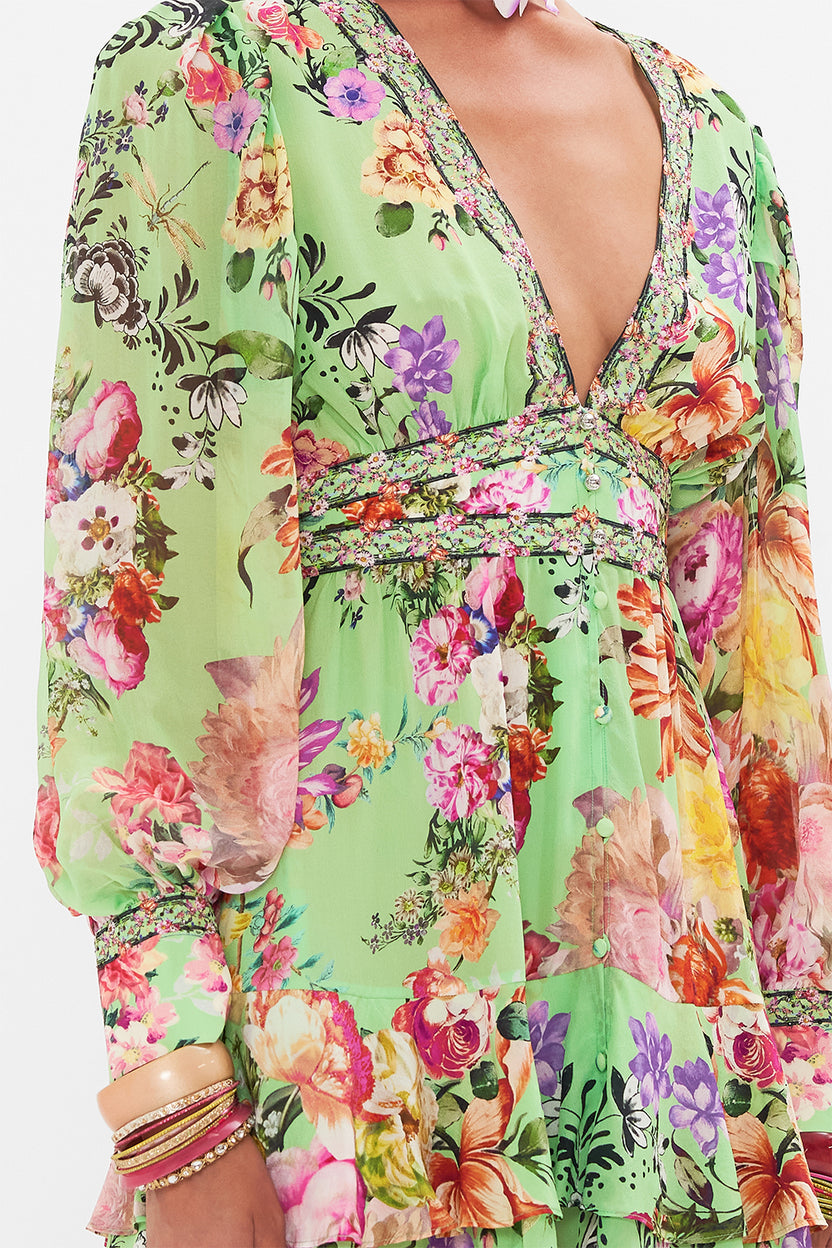 CAMILLA Button Front Frill Dress - Seville Sweetheart
