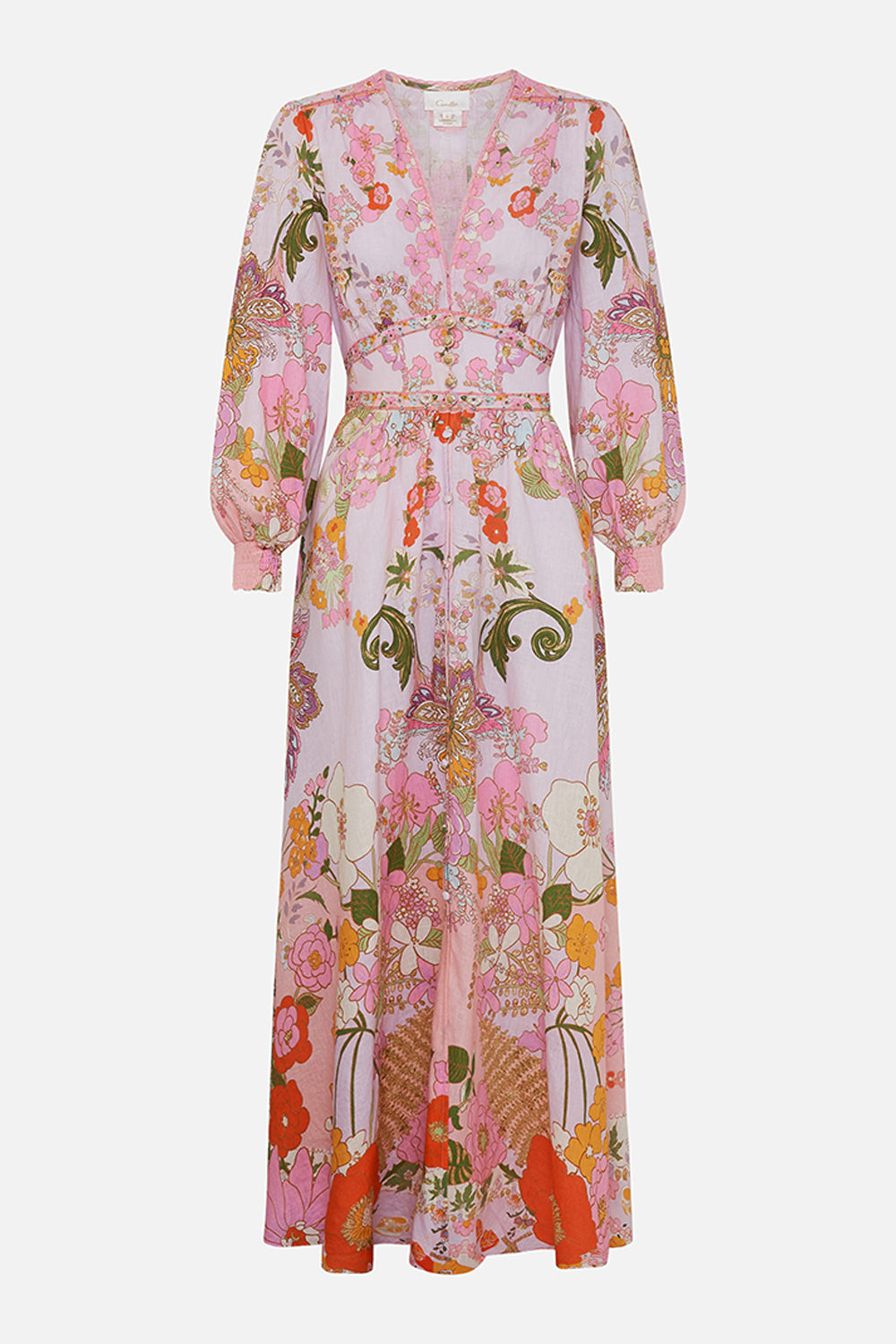 CAMILLA silk floral print dress in Clever Clogs print