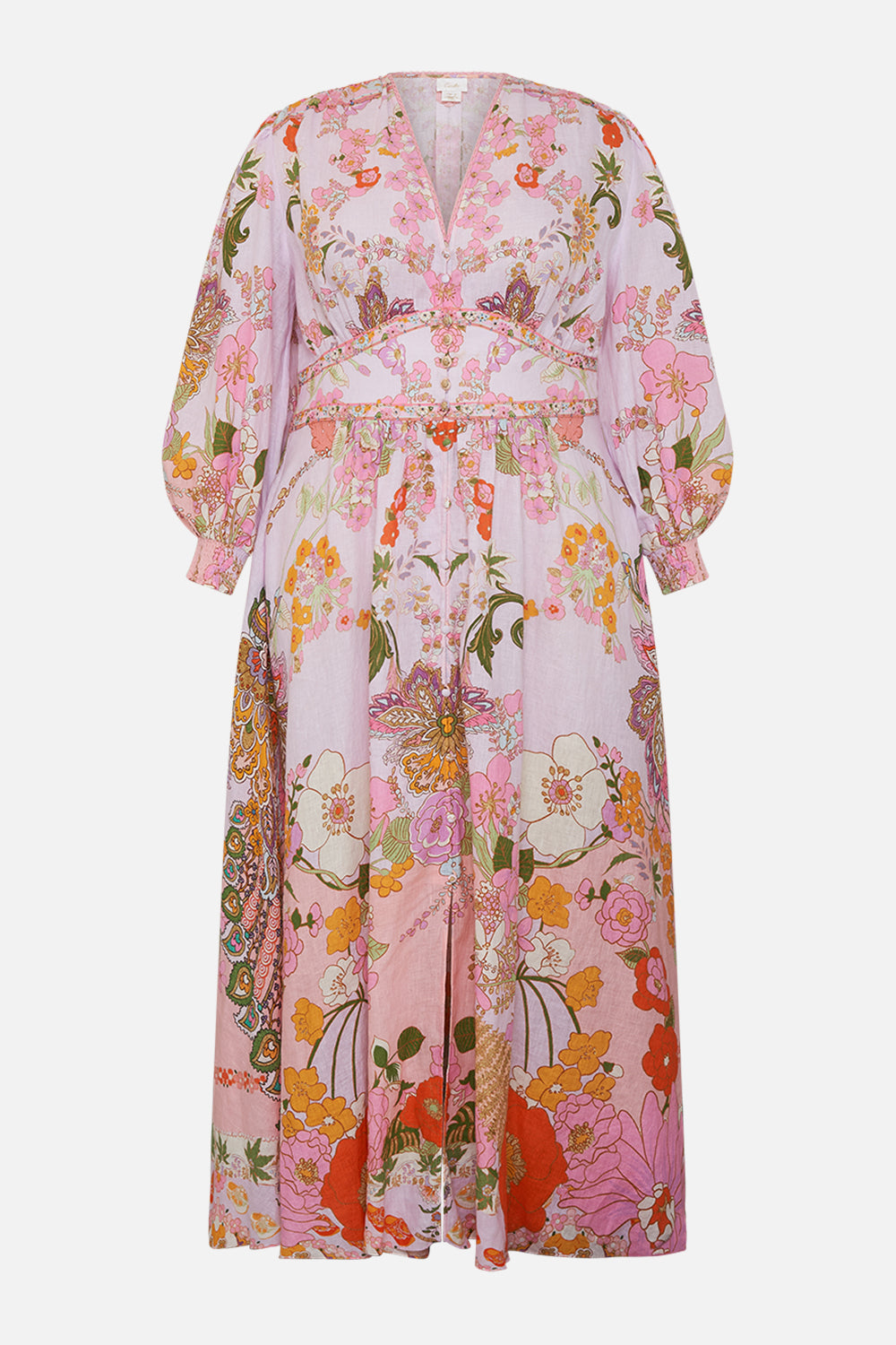 CAMILLA silk floral print dress in Clever Clogs print