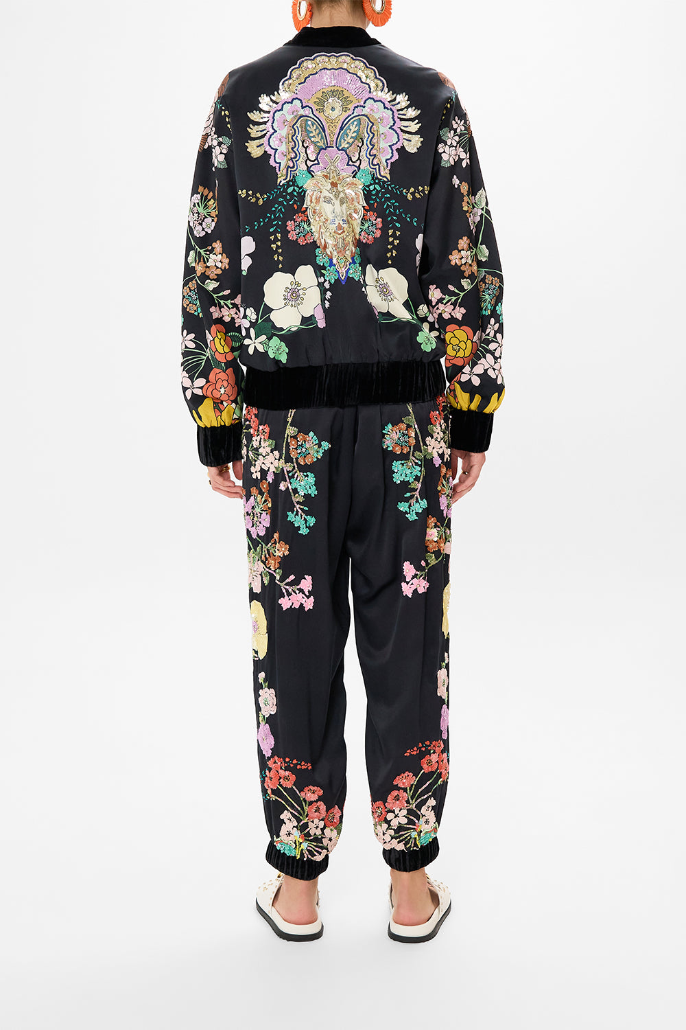 CAMILLA silk bomber jacket in We Wore Folklore print