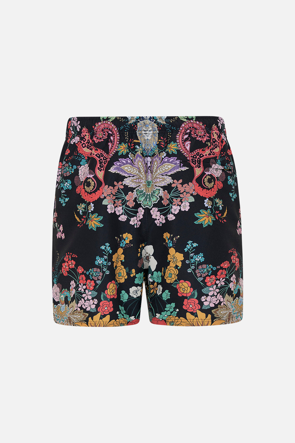 Hotel Franks by CAMILLA mens black floral print boardshort on We Wore Folklore print