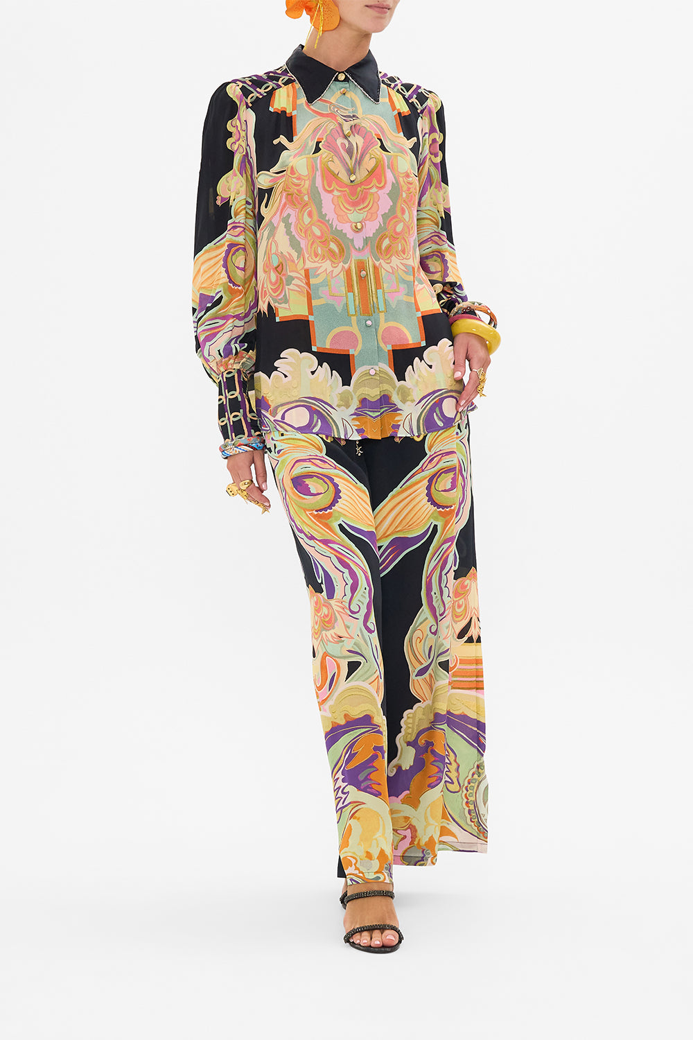 CAMILLA silk blouse in Club Cinemania print