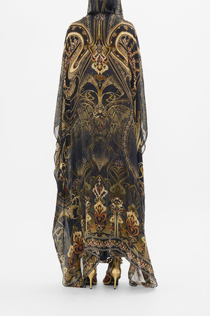 CAMILLA silk robe in Nouveau Noir print